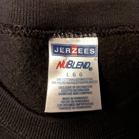 Ugly Christmas Sweater Sweatshirt L Jerzees Crew Neck Poinsettia Santa Reindeer - Picture 8 of 14